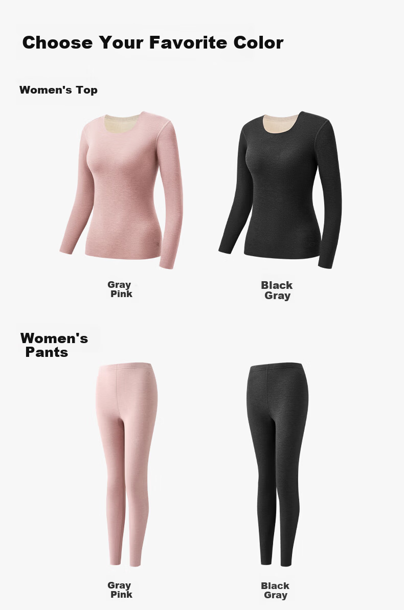 Songshan Cotton Store Thermal Underwear with Silk and Cashmere Patches Autumn Winter Fleece Lined Base Layer Top and Bottom Anti-Static Breathable Women's Thermal Pants 22