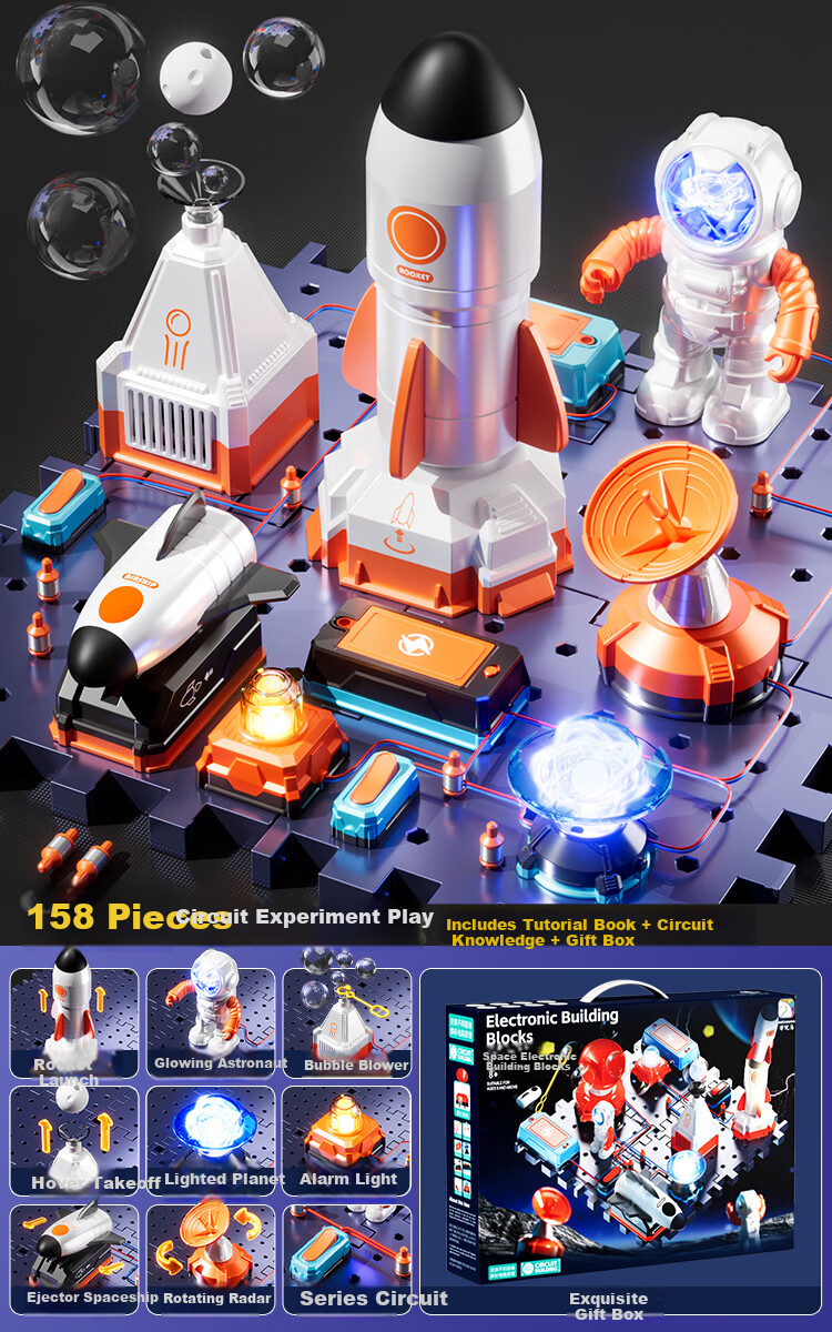 XST Science Education Circuit Building Blocks Elementary School Science Experiment Kit Ages 7-14 Electronic Circuit Early Education Construction Birthday Gift 8