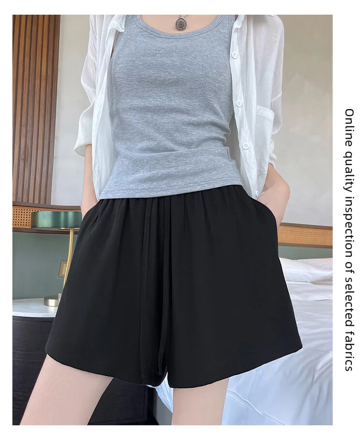 Jeanswest Women's Shorts 2026 Summer Lightweight Linen Loose Wide-Leg Sports Casual Hot Pants Oatmeal XL 18