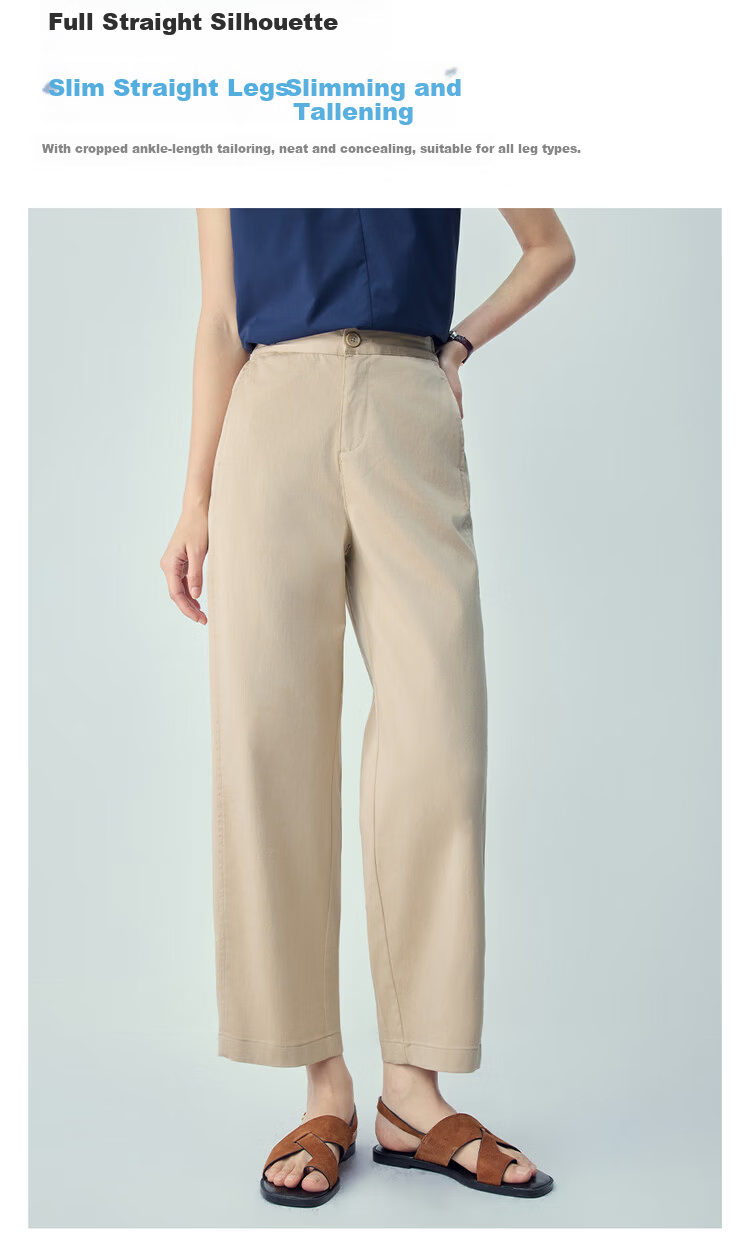 Giordano 2026 Summer High-Tech Cooling Sunscreen Semi-Elastic Waist Straight-Leg Cropped Casual Pants for Women 05426308 8