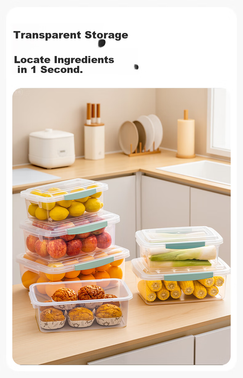 Citylong Refrigerator Storage Box Food Grade Fruit and Vegetable Fresh-Keeping Box Sealed Kimchi Pickle Snack Storage Box 12L 3-Pack 10