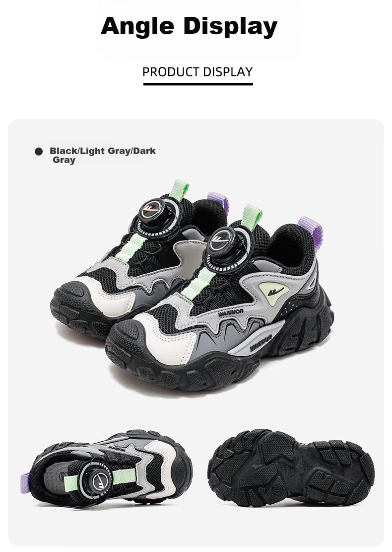 Warrior Girls' Running Shoes Children's Lightweight Casual Sports Shoes WZ(CL)-0712 Black/Pink Size 38 12