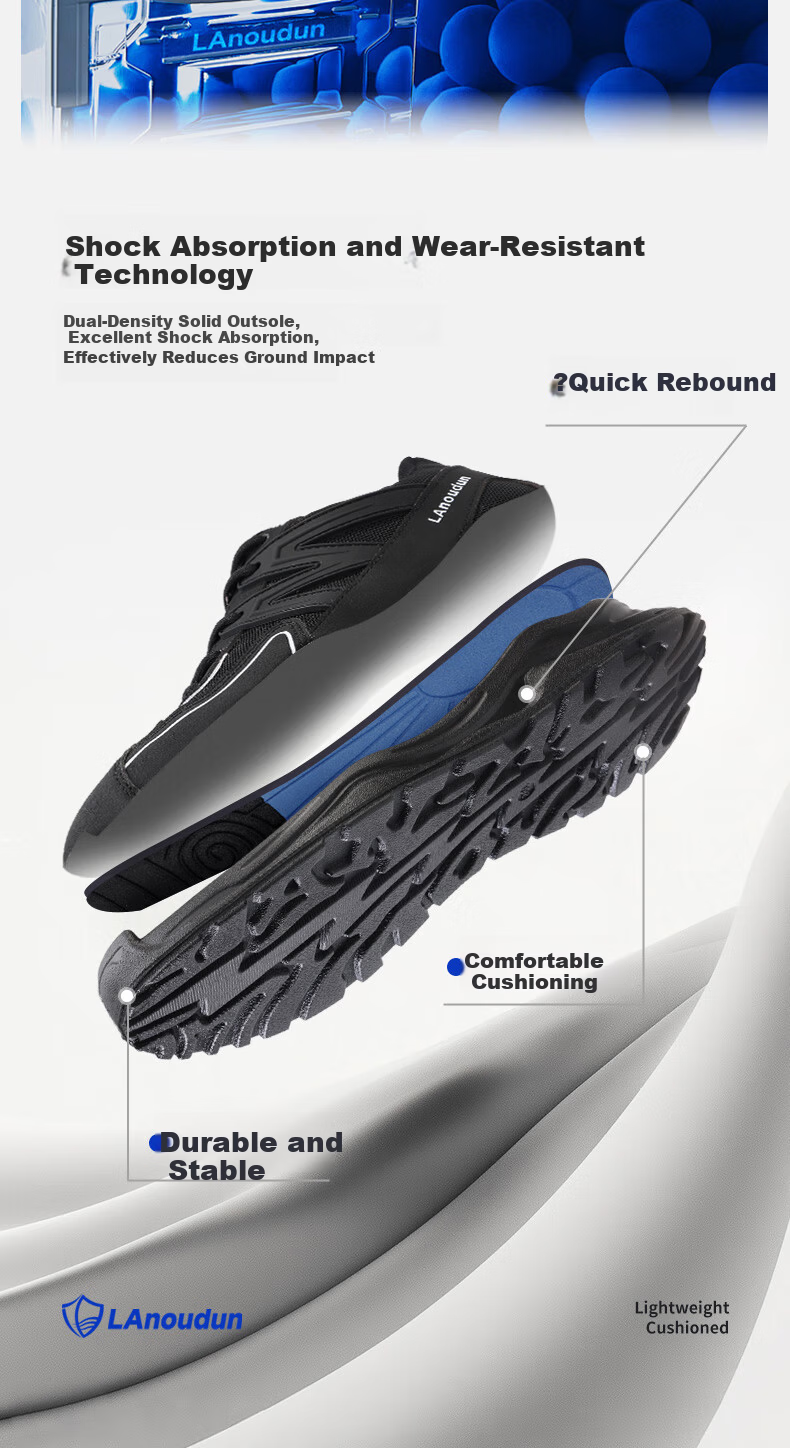 BlueOwl Shield Men's Summer Breathable Ultra-Light Anti-Smash Steel Toe Anti-Puncture Soft Sole Comfortable Work Shoes DL213BN 39 4