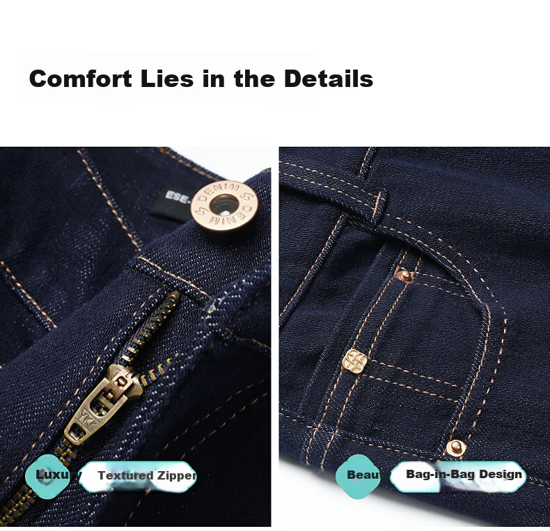 ESE-Y Women's Narrow Wide-Leg Jeans 26 Spring New Stretch Slim Straight Pants Dark Blue 33 11