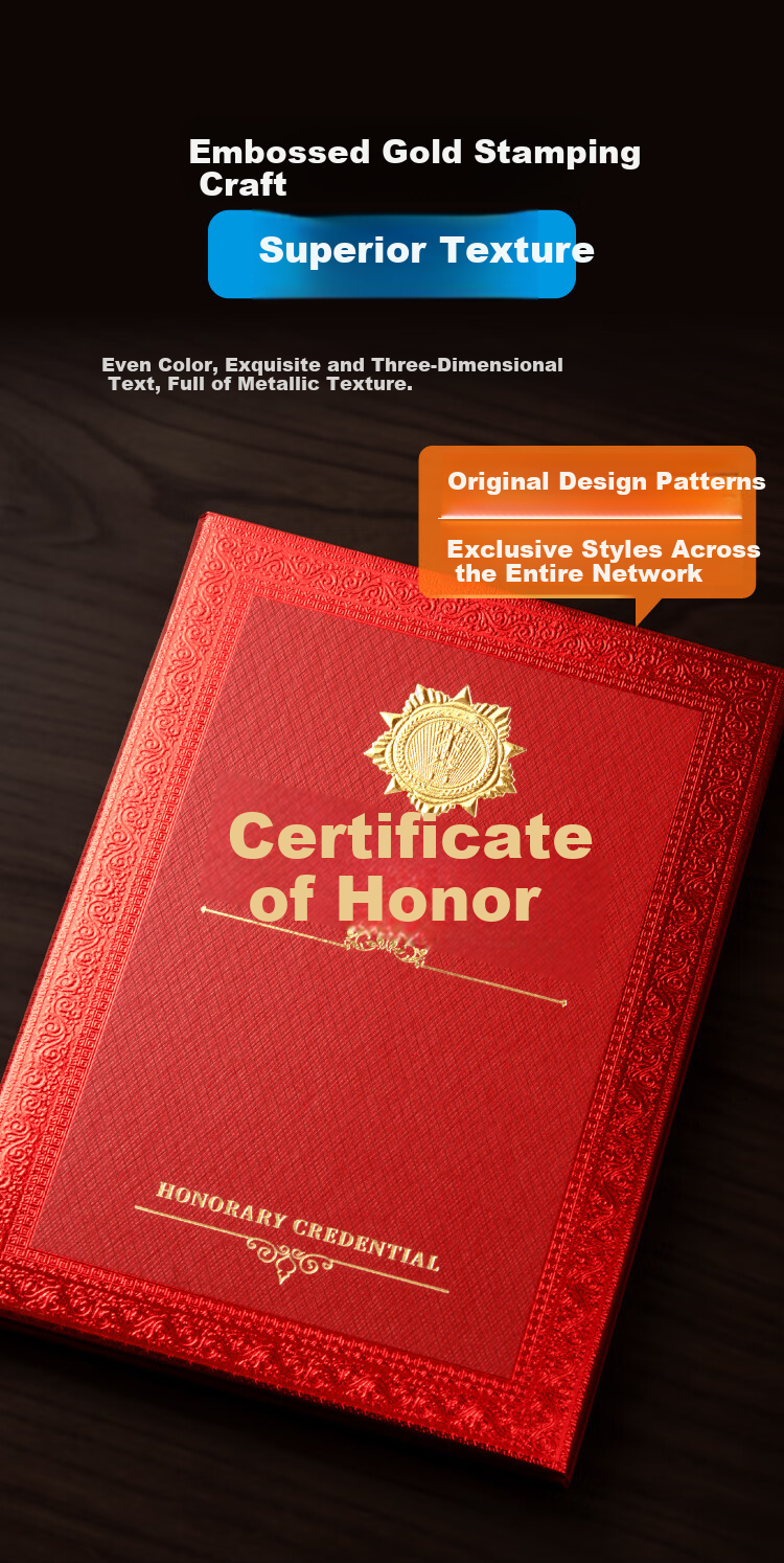 DSB 12K Single Pack Medal Style Honor Certificate Cover Inner Core Award Custom Glossy Gold Stamped Cover Award Protection Sleeve Annual Ceremony Presentation [Includes 2 Inner Sheets] 051017 7