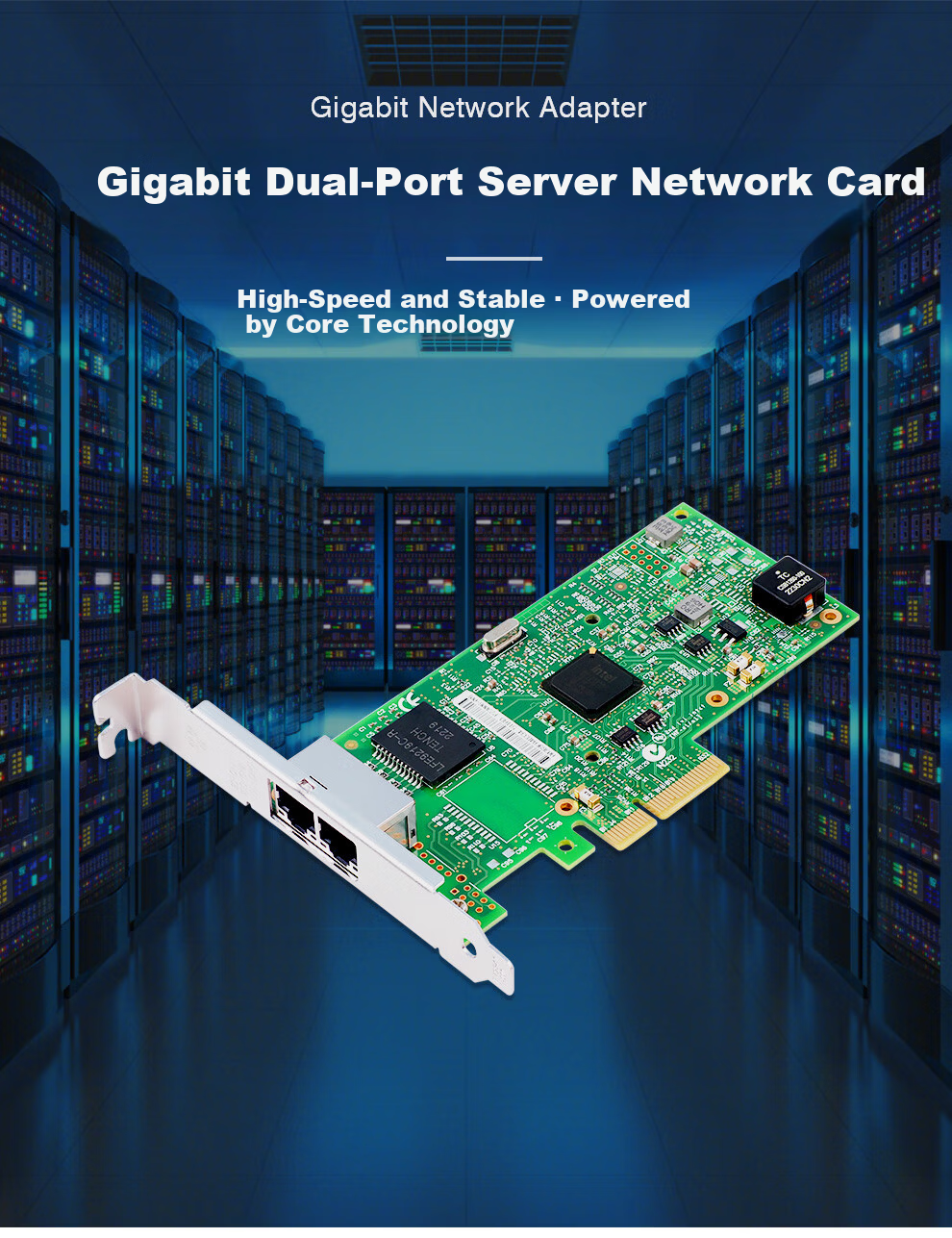 FLYBISH PCIe x4 Dual Port Gigabit Server Network Card Intel I350AM2 Chip I350-T2 Ethernet Industrial Machine Vision Automation 1