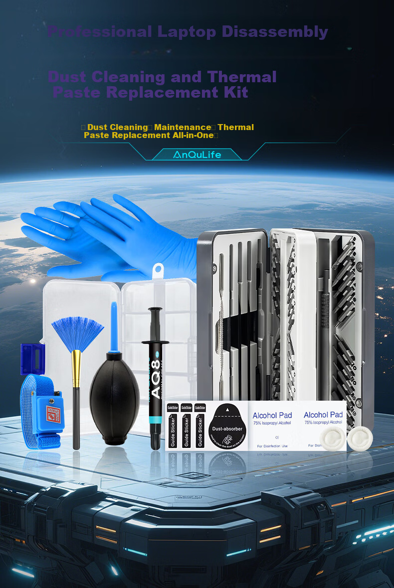ANQULIFE Thermal Paste and Dust Cleaning Kit for PC Assembly, Laptop and Desktop Disassembly, Case Dust Cleaning Tools, Mobile Phone Cleaning and Repair, 115-in-1 Screwdriver Set AQ-C004 1