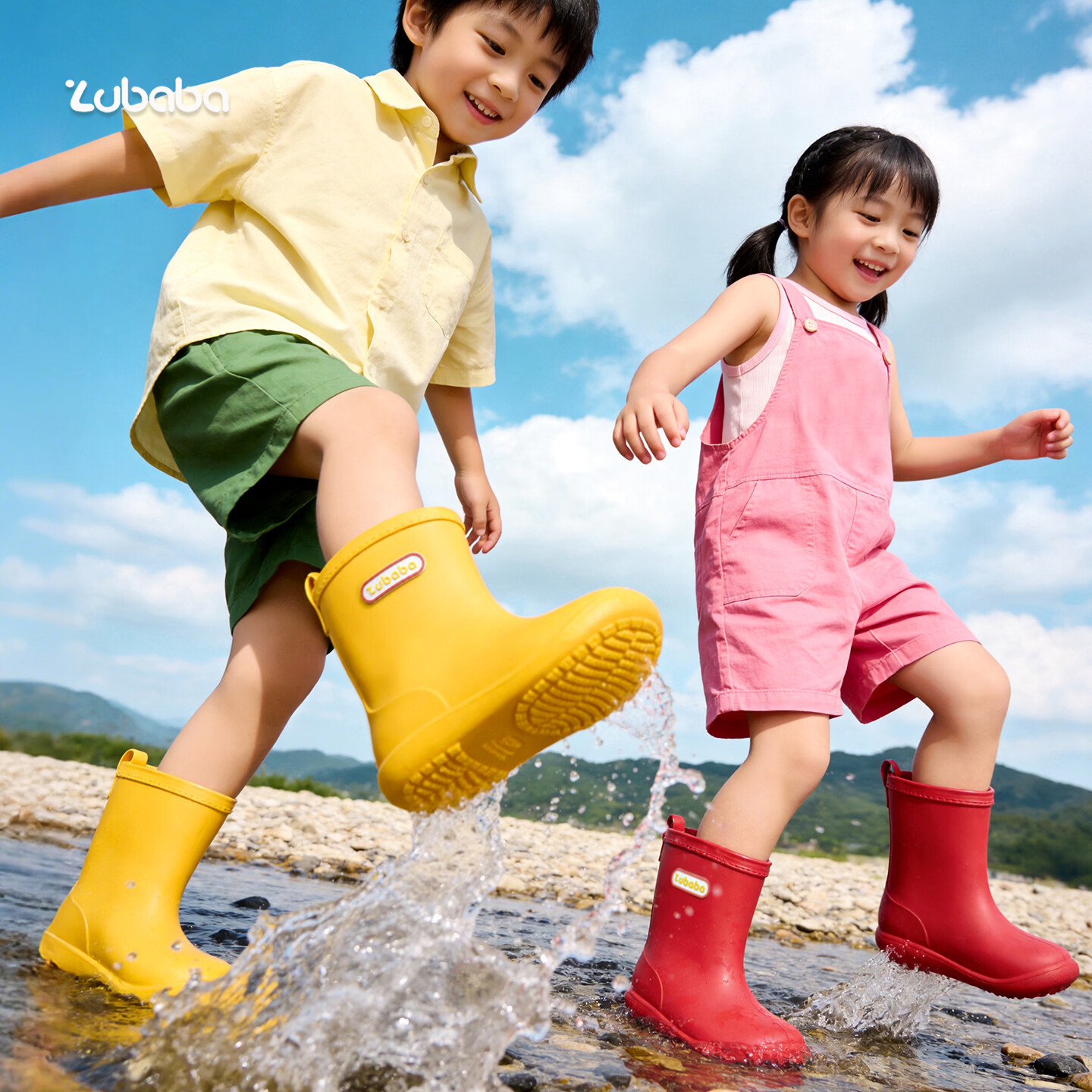 Pig Daddy Kids Rain Boots Girls 2026 Summer New Waterproof Non-slip Outdoor Rain Shoes Yellow Size 15