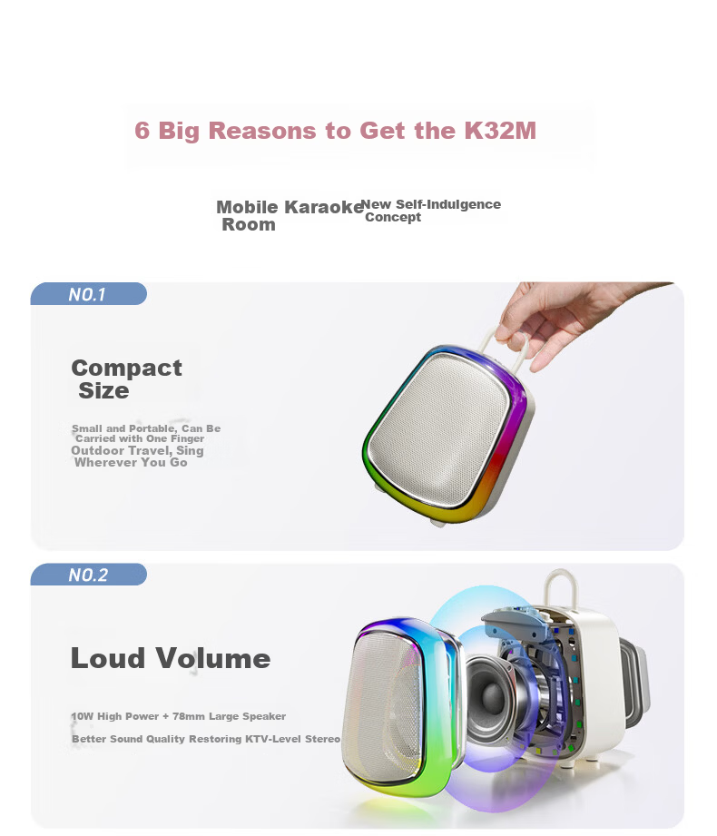 Soaiy K32M Wireless Home Karaoke Microphone Speaker All-in-One Mini KTV Set with Sound Card Bluetooth Singing Machine Children's Gift 6
