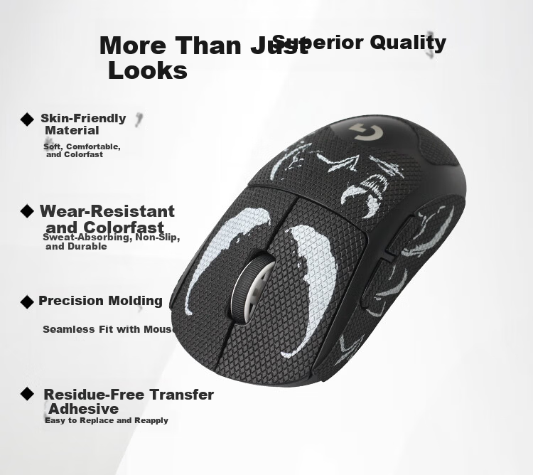 Huoshi GPW1 Mouse Anti-Slip Sticker GPW4 Zhuque Anti-Slip Sticker Dog King 1st & 4th Gen Sweat-Absorbing Anti-Slip Scratch-Resistant Gaming Mouse Sticker Black Venom Full Coverage 2