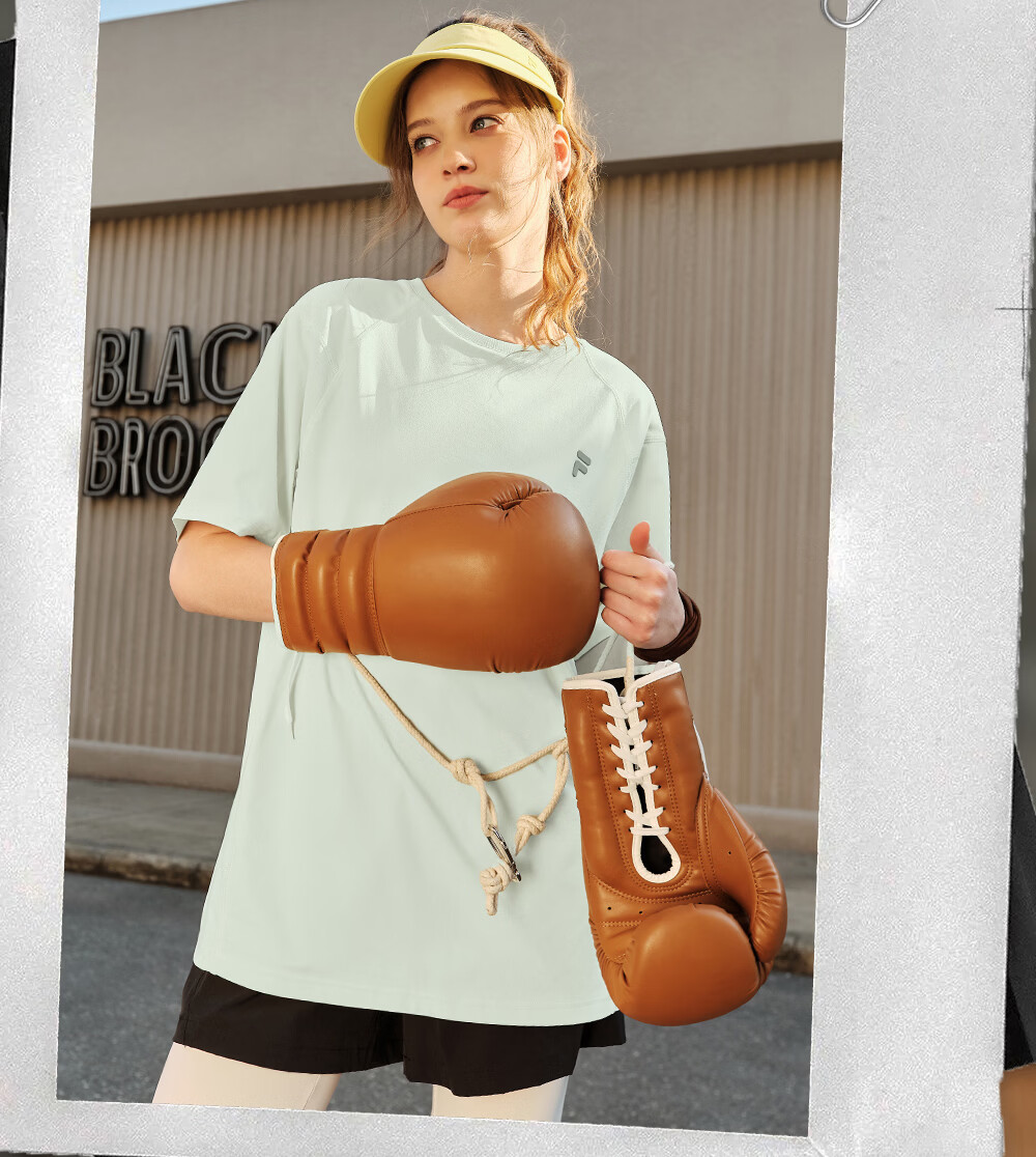 FILA Official Trendy Couple Knitted Dopamine Short Sleeve T-Shirt 26 Summer Quick-Dry Sports Tee 14