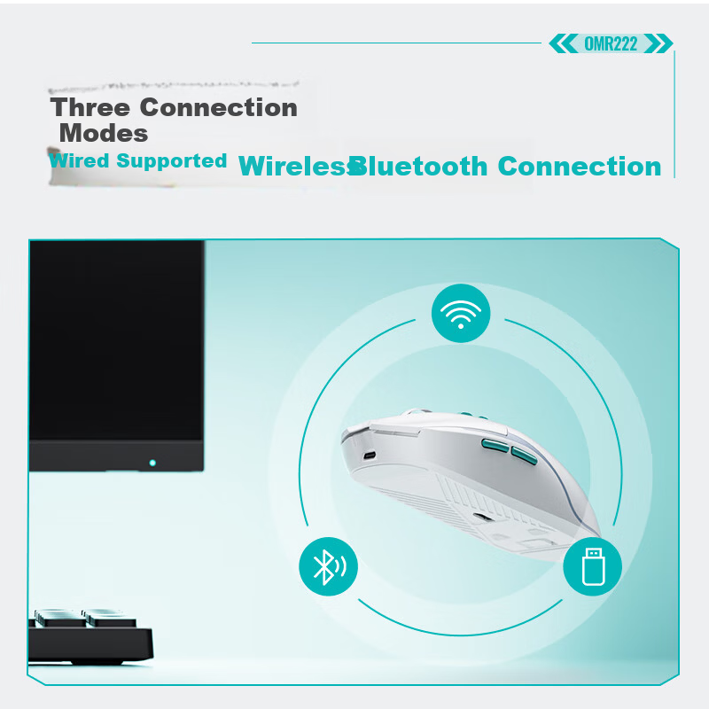 Acer Wireless Bluetooth Wired Tri-Mode Mouse Lightweight Type-C Charging 10000DPI Adjustable Computer Office Gaming Mouse OMR222 White