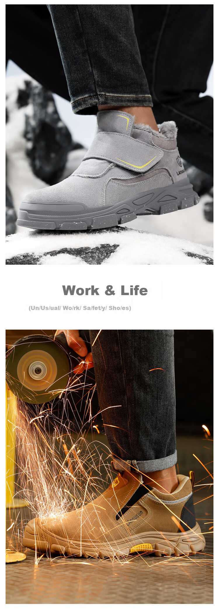 BlueOwl Shield Men's Labor Protection Shoes Welding Anti-Smash Toe Anti-Puncture Safety Soft Sole Lightweight Work Shoes D229YW-1 Size 45 10