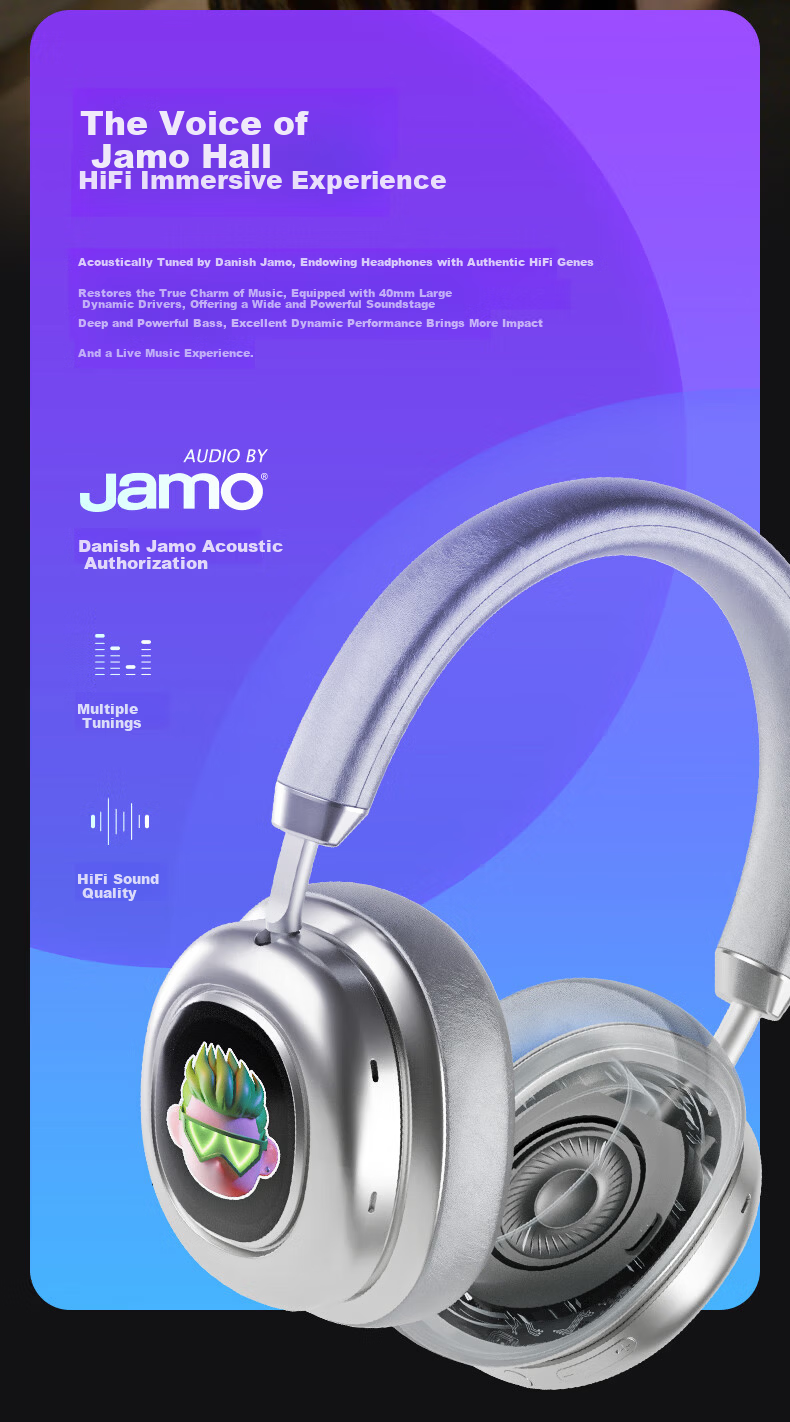 MORRORART VWS X1 Wireless Bluetooth Headphones with Active Noise Cancellation, Touch Screen, Long Battery Life, Birthday Gift, Compatible with Apple And Huawei, Standard Single Screen Version GT Silver 6