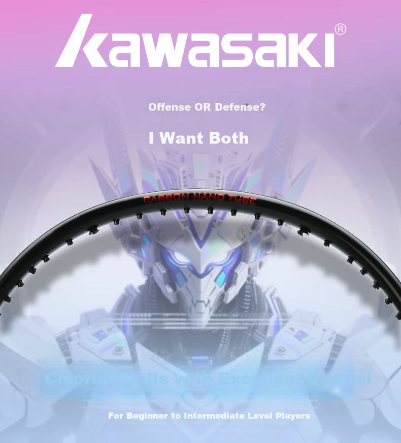 KAWASAKI Badminton Racket Attack Sword Z650 Single Racket Gift Box Full Carbon Ultra-Light Professional Youth Unisex Bow and Arrow 1