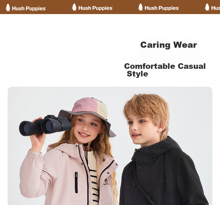 Hush Puppies Kids Three-Proof Jacket Spring and Autumn Outdoor Windbreaker Boys Windproof Coat White Sand Silver 150 1