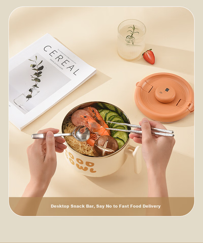 Ymer Large Capacity Stainless Steel Instant Noodle Bowl with Lid and Drainage for Dormitory Students and Office Workers 21