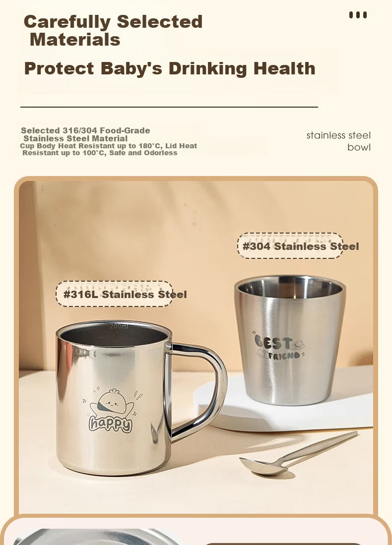 Corn Children's Water Cup 304 Stainless Steel Summer Food Grade Milk Cup Girl Kindergarten 2025 New Baby Lunch Box 3