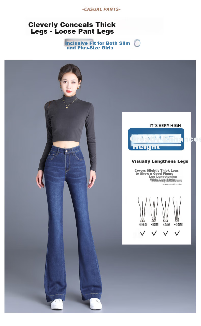 Romon Women's Jeans Spring Stretch Slim High Waist Bootcut Light Blue 31 4
