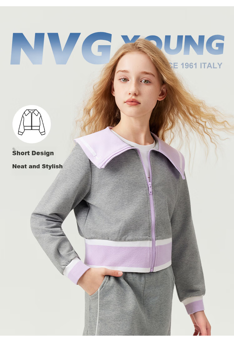 Navigare Girls' Jacket Spring Children's Cardigan Student Sweatshirt Versatile Deep Blue 150 2