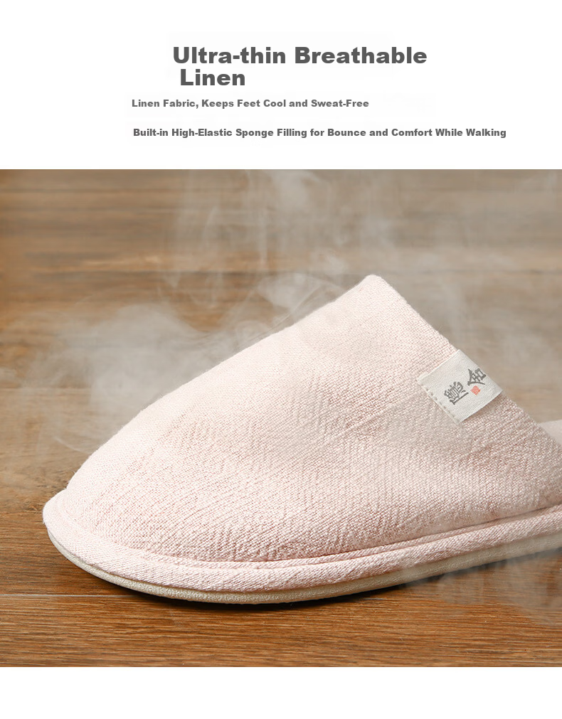 Guoluofi Japanese Style Four Seasons Linen Slippers Men Thin Indoor Home Silent Floor Couple Linen Slippers Women Dark Blue Size 43-44 6