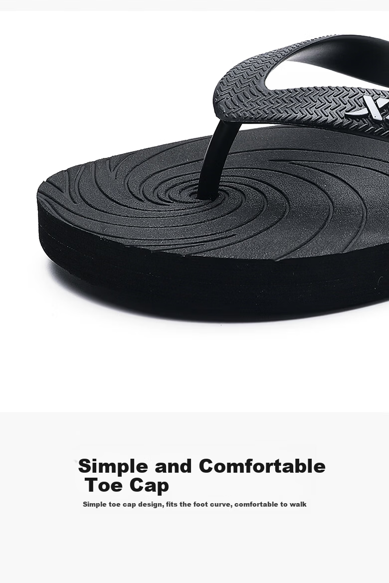 XTEP Men's Sports Flip Flops Summer Beach Shoes Soft Sole Thong Sandals A065 Black Red Size 39 6