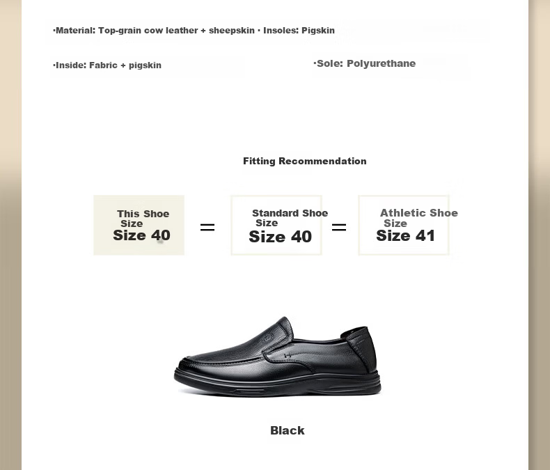 LAORENTOU Men's First Layer Cowhide Leather Soft Sole Slip-On Business Casual Dad Shoes LA316 Black Size 38 1