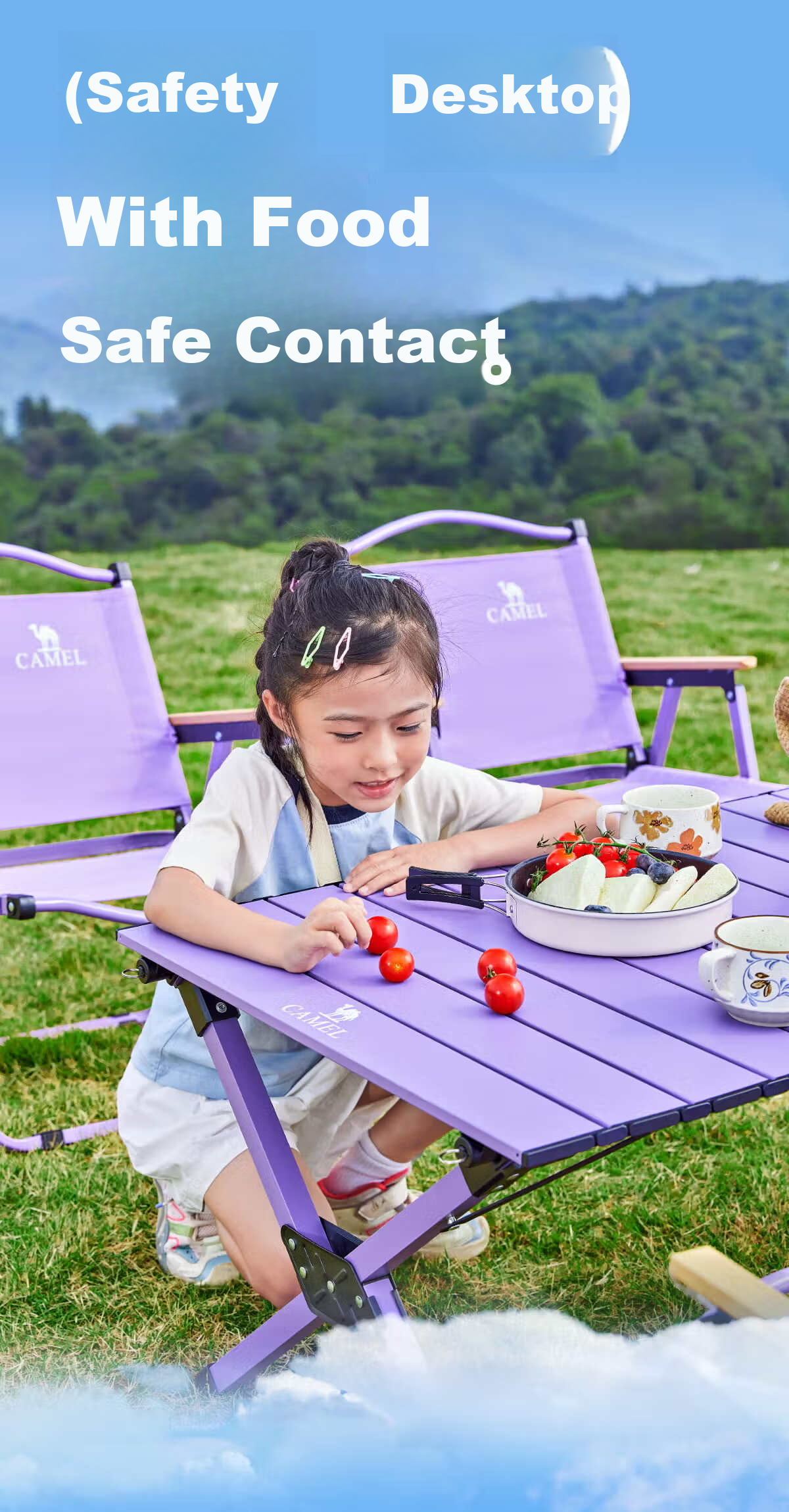 CAMEL Outdoor Egg Roll Table Camping Table and Chair Camping Equipment Picnic Folding Table 0114C Natural Wood Color 4