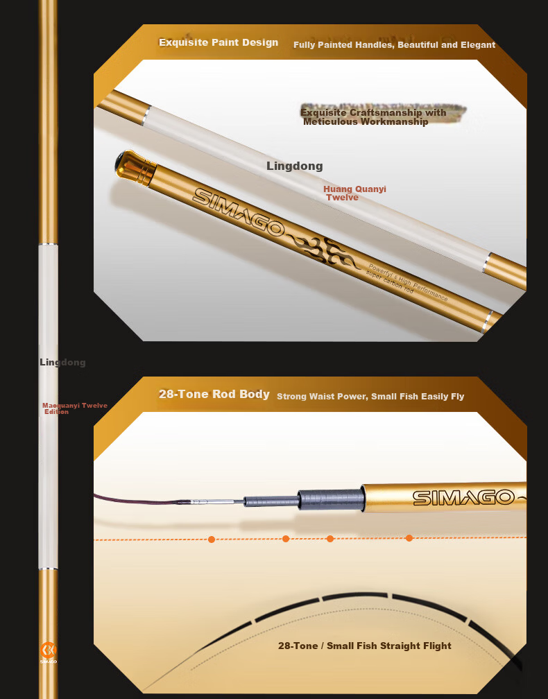 SIMAGO Ximando Beginner Fishing Rod Set 28-Tone Ultra-Light Ultra-Thin Hand Rod Tai Fishing Rod Wild Fishing Crucian Carp Rod 4.5m 13