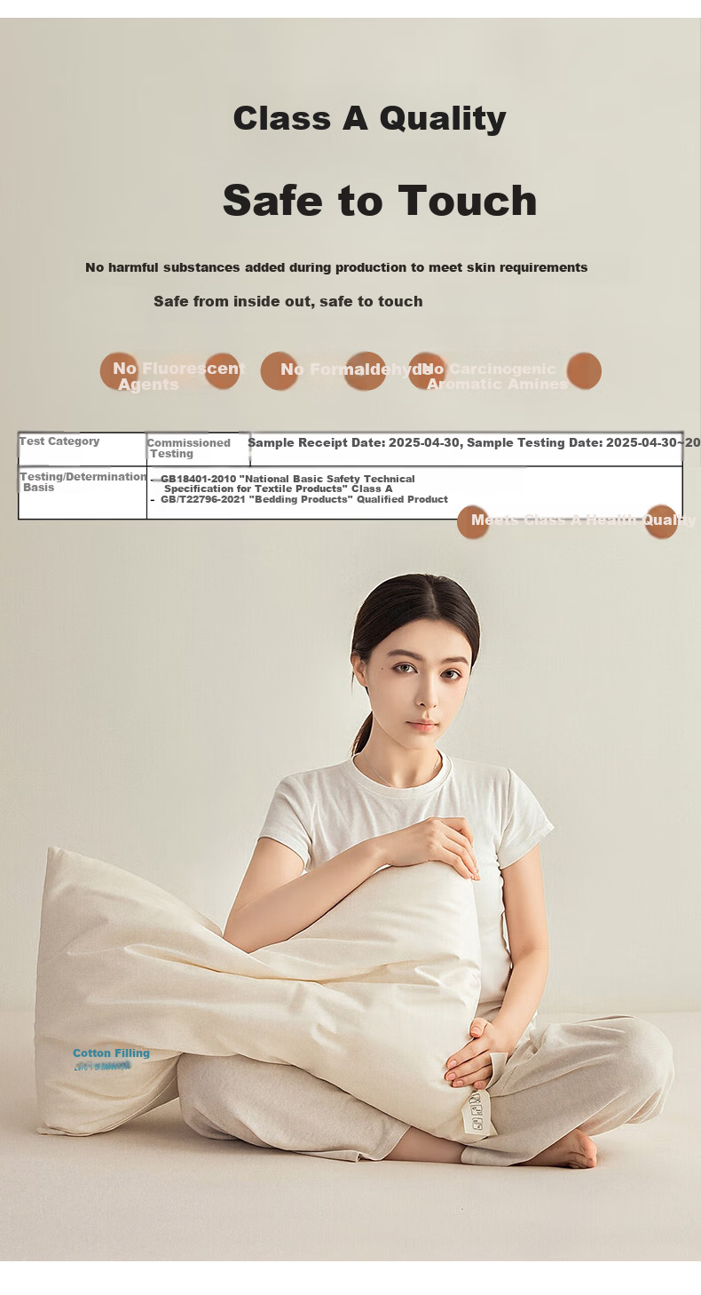 Grace A-Class Pure Cotton Pillow Core 100% Cotton Pillow for Adults Neck Support Pillow 6