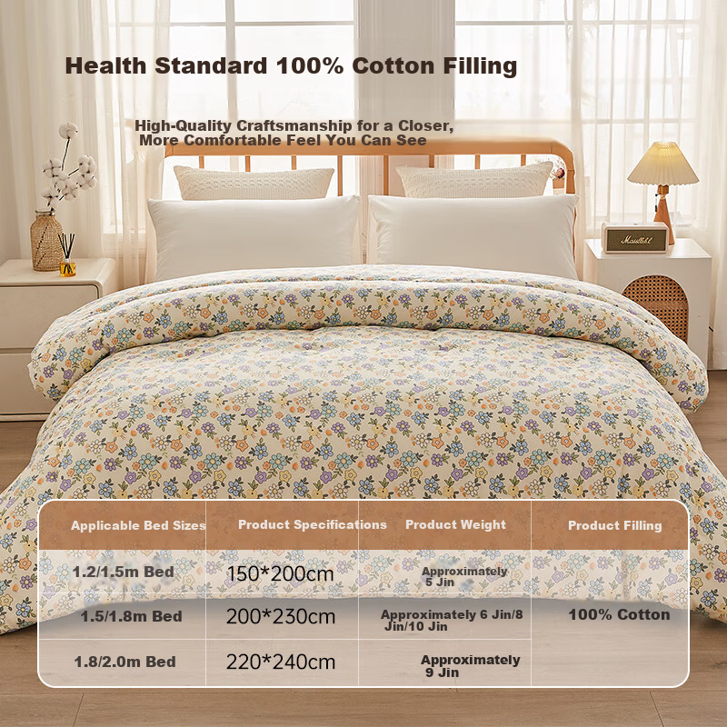 Wuyinliangpin Class A 100% Xinjiang Pure Cotton Quilt, Winter Cotton Comforter Spring And Autumn Duvet Air Conditioning Quilt, 6 Jin (3 Kg), 200*230cm