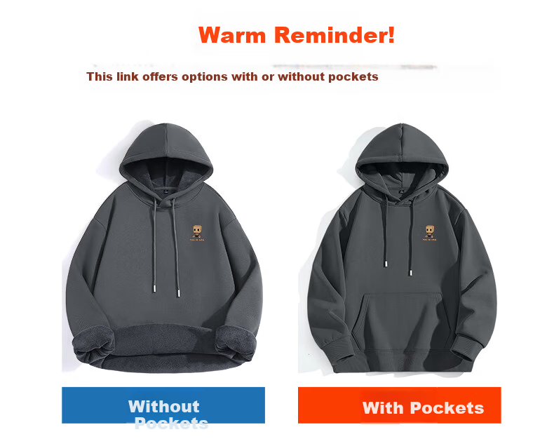 JEANSWEST LIFE Men's Autumn Winter Fleece-Lined Hooded Sweatshirt Loose Thick Warm Hoodie Men's Jacket 1