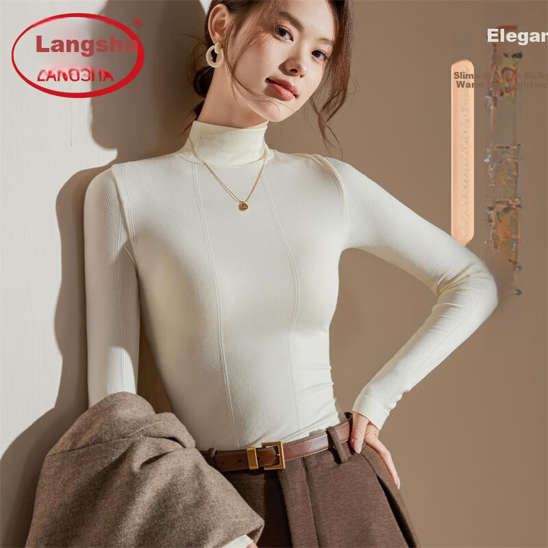 LangSha Women's Antibacterial Long Sleeve T-Shirt Spring Autumn Slim Fit Base Layer 2025 New Arrival