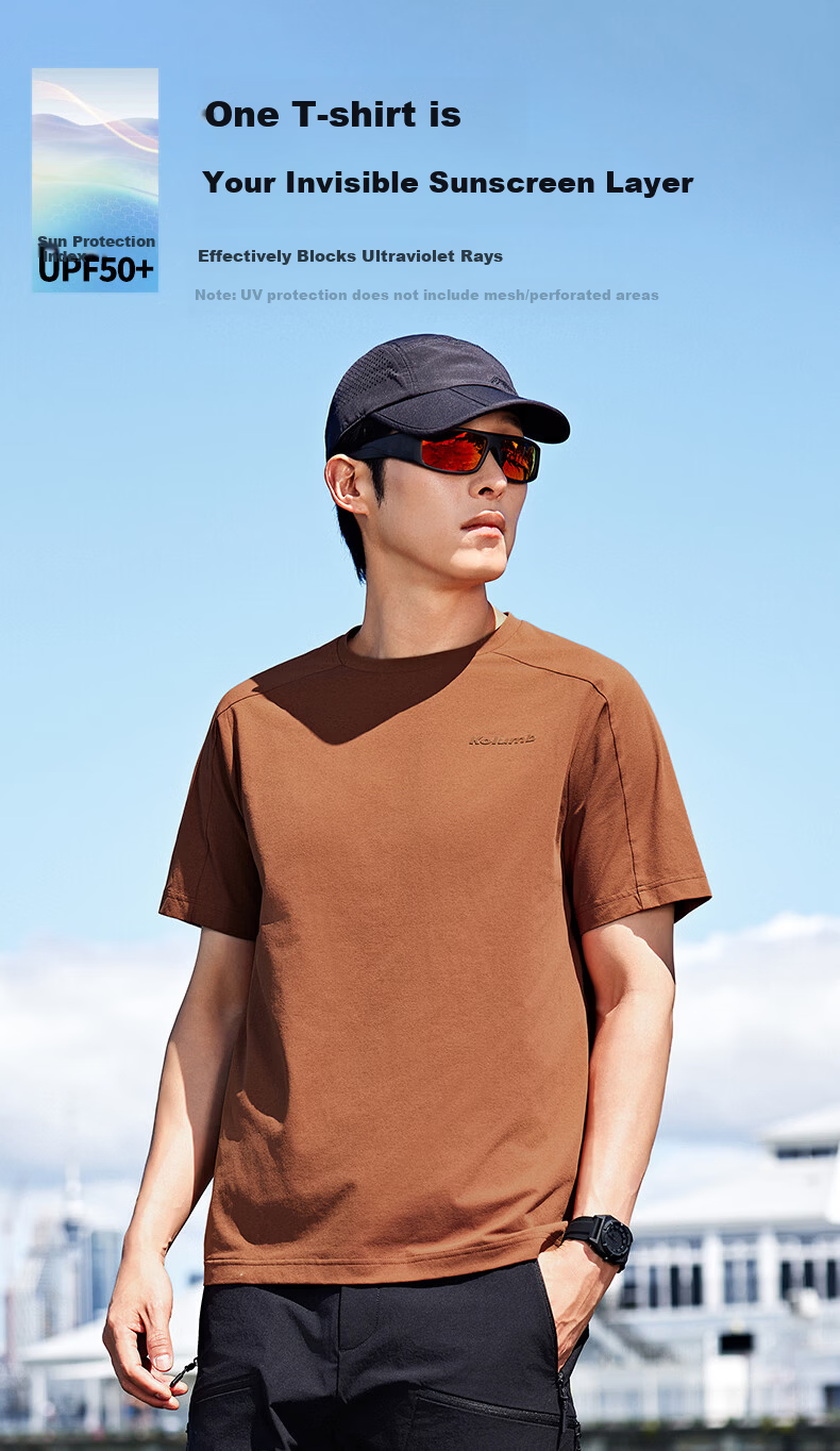Kolumb Outdoor T-Shirt Summer Men's Quick-Dry Short Sleeve Mesh Sweat-Wicking Moisture Absorption Half Sleeve Crew Neck Sports T-Shirt Tranquil White L 6