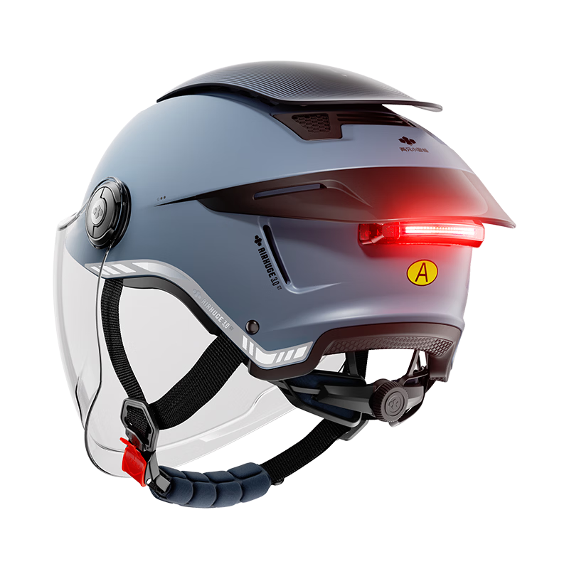 Two Little Bees 3rd Generation Zero-Feel Sunroof Helmet 3C Certified Electric Motorcycle Helmet Unisex Summer Sun Protection Half Helmet Breathable Safety Cap with Large Rear Wing and Tail Light / Smo