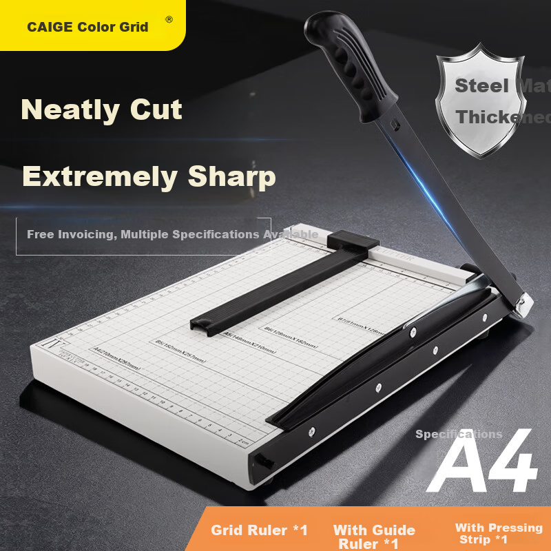 Caige A4 Steel Paper Cutter Manual Paper Trimmer Metal Photo Cutter Office Home Small Size
