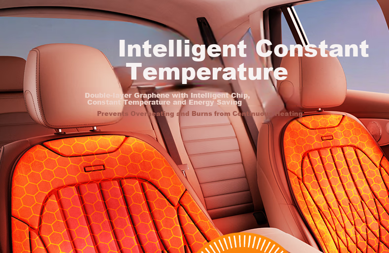 HELLOLEIBOO Car Heated Seat Cushion Winter Vehicle Graphene Electric Heating Pad Plush Seat Cover 12V 24V Universal 19