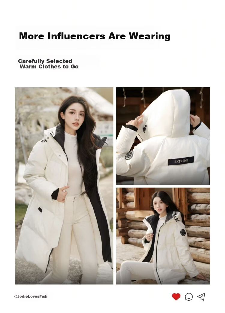 BOSIDENG Off-Season Extreme Cold Women's Thickened Hooded Mid-Length Warm Down Jacket Mall Edition 16