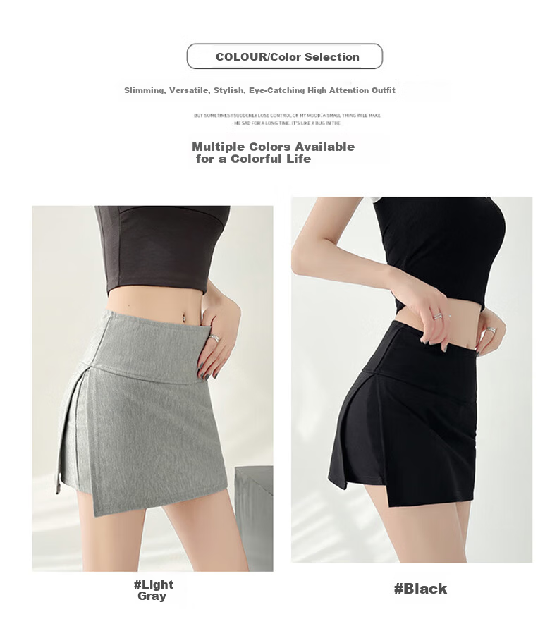 Langsha Split Sports Skirt Pants for Women 2026 New High Waist Slim Hip Hugging A-line Mini Skirt Anti-Exposure 3