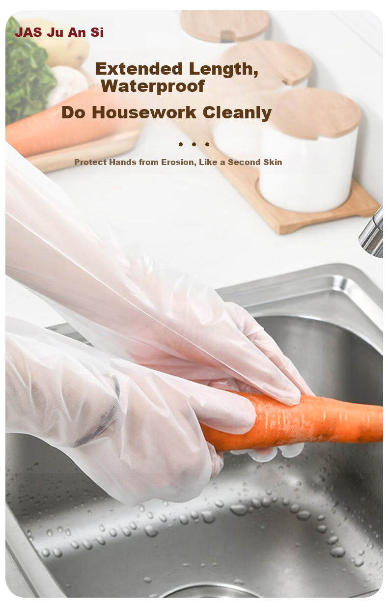 Jiansi Disposable Gloves POE 200pcs One Size Food Grade Kitchen Catering Beauty Household Cleaning Waterproof Dishwashing Gloves 1