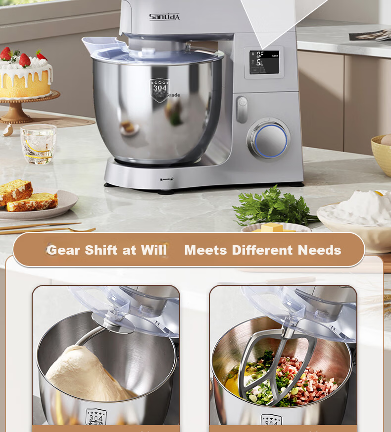 SANLIDA Sanlida 10L Metal Stand Mixer Large Capacity Commercial and Home Use Multifunction Dough Kneading Mixing Fermentation Egg Beater Cream Whisk Expandable 15