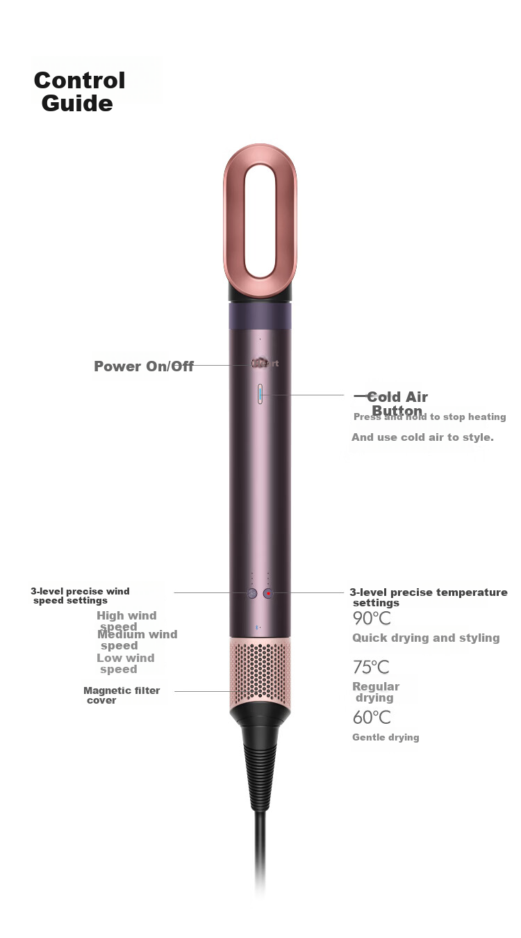 DYSON HS09 Multi-Functional Styling Hair Dryer Curling Iron 3-in-1 Dry, Straighten, Curl Crystal Purple Gift Box with Multiple Nozzles 6