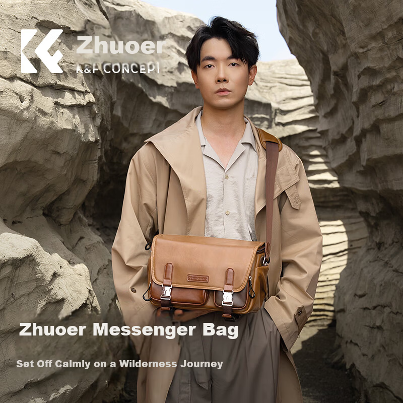 K&F CONCEPT Messenger Camera Bag Photography Crossbody Shoulder Bag for Mirrorless and DSLR Cameras One Body Two Lenses Multifunctional Vintage Original Photography Bag Gobi Brown