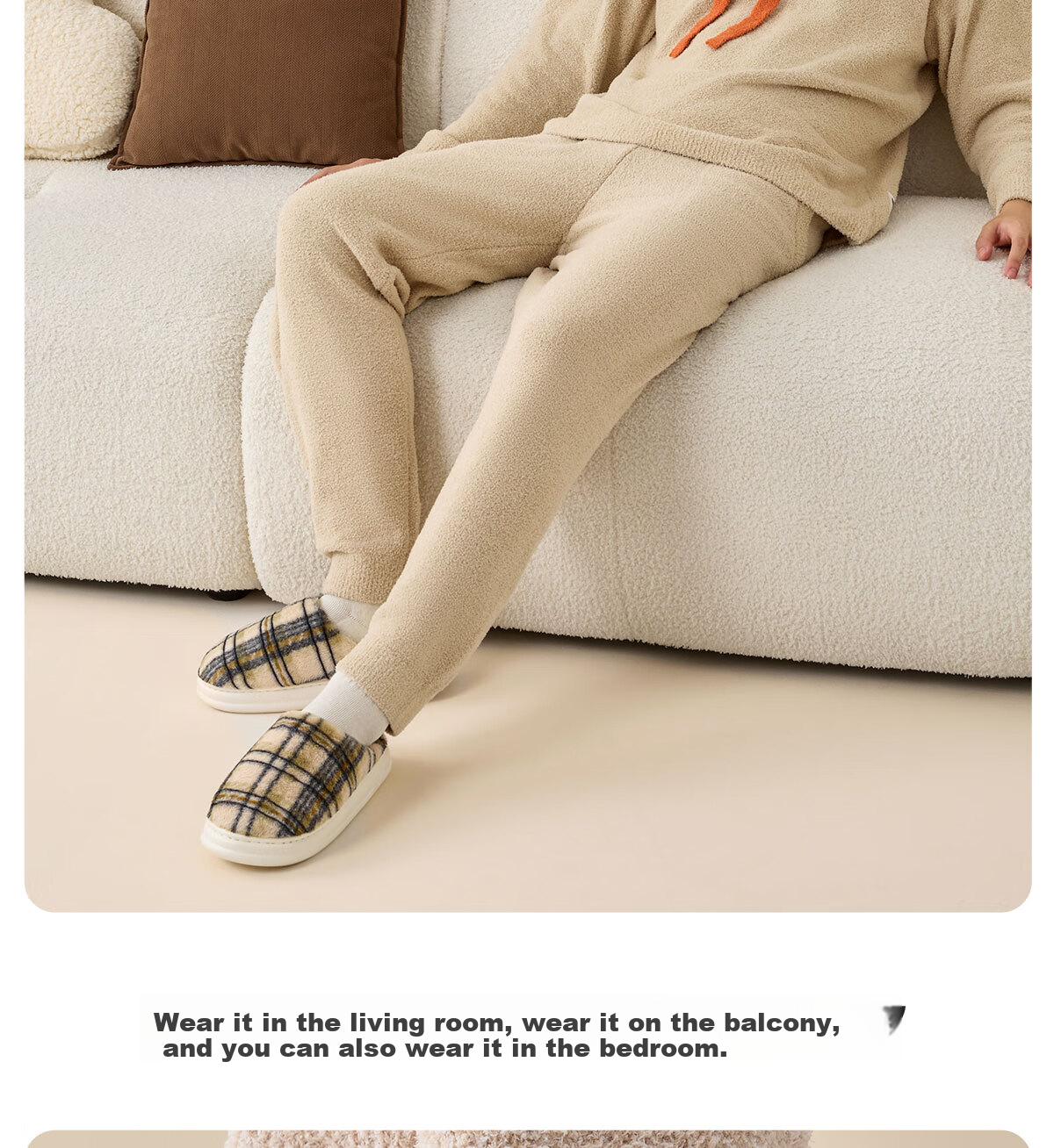 Grace Antibacterial Cotton Slippers Women Autumn Winter 2025 New Indoor Warm Non-slip Thick Sole Plush Slippers Men Couples 16