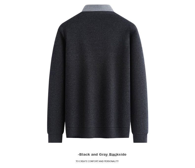 Hengyuanxiang Men's Autumn New Fake Two-Piece Knit Sweater, Business Casual Fleece-Lined Pullover for Young and Middle-Aged Men 20
