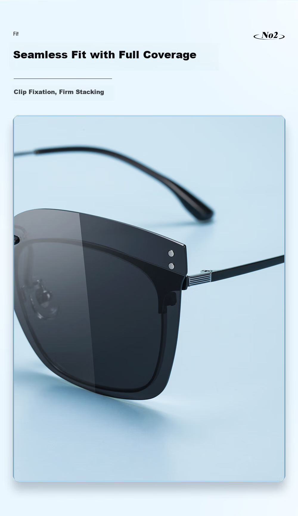 CAXMAN Clip-On Polarized Prescription Sunglasses for Men and Women, Lightweight Square Driving Glasses, UV Protection and Sunshade 16