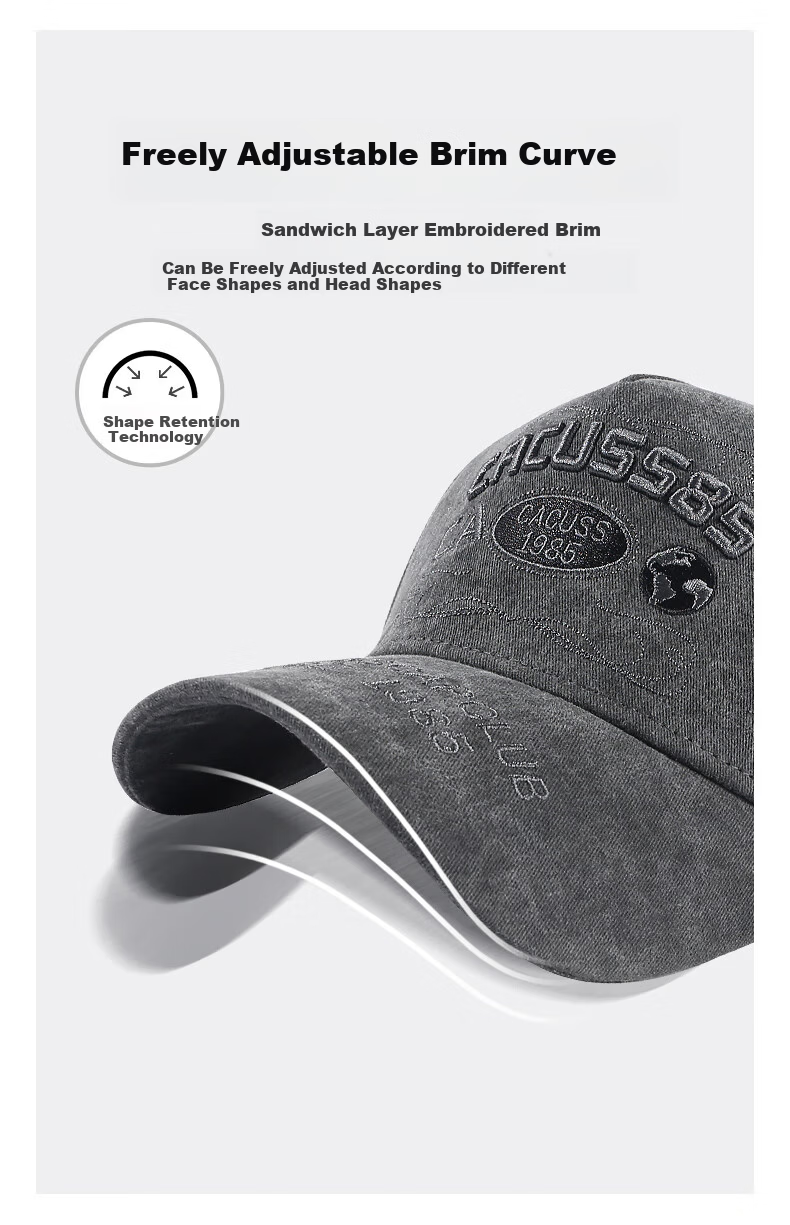 CACUSS Men's Baseball Cap Four Seasons Large Head High Top Slim Face Duckbill Sports Sun Hat Black Luxury 4