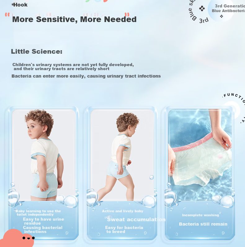 Q21 Children's Antibacterial Underwear [Women's Triangle], Souffle Rice/bright Green, Size 150 [Weight Approximately 68-80 Jin] 3