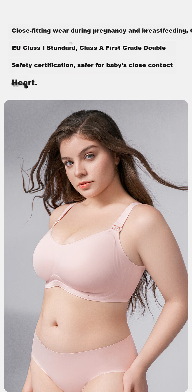 EMXEE Floating Anti-Gravity Large Bust Maternity Nursing Bra Push-Up Anti-Sagging Pregnancy Postpartum Max Bra Apricot M 21