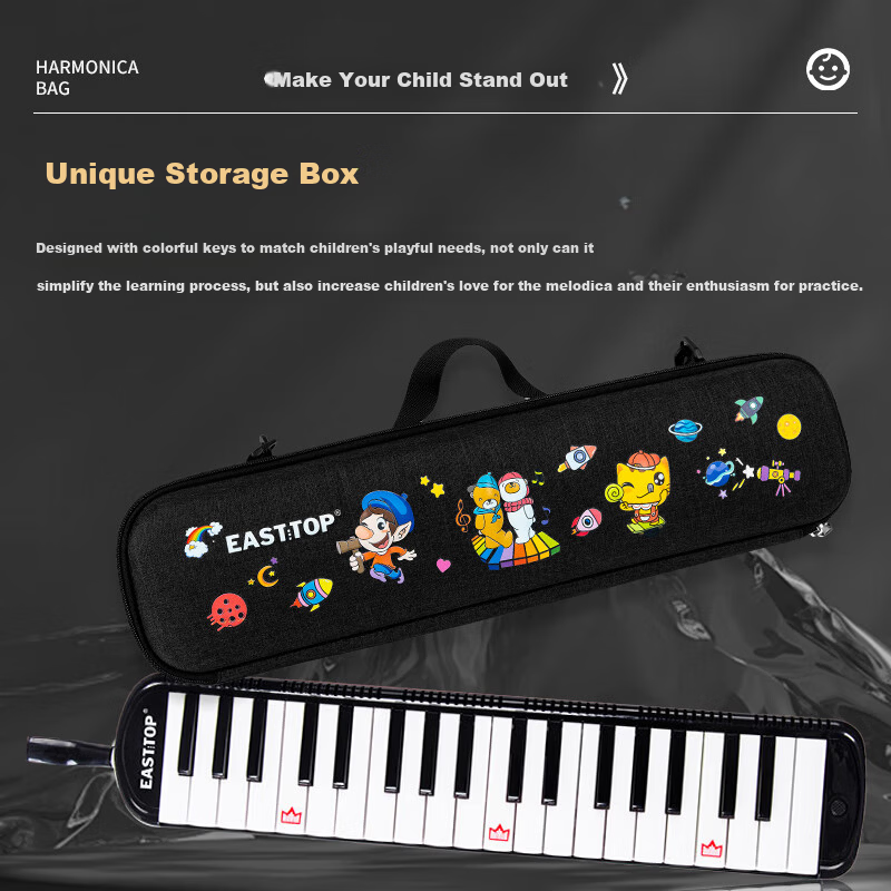 EAST TOP 37-Key Melodica T37 Children's Beginner Classroom Performance Music Enlightenment Instrument Black